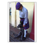 Kilted man with Irish Wolfhound puppy Card