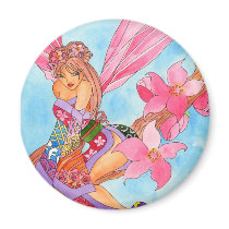 kimono faerie round magnet