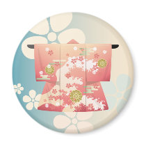 art, asia, beautiful, blossom, cool, culture, cute, flower, geisha, illustration, japan, japanese, kimono, new, year, oriental, pink, sakura, spring, traditional, Magnet with custom graphic design