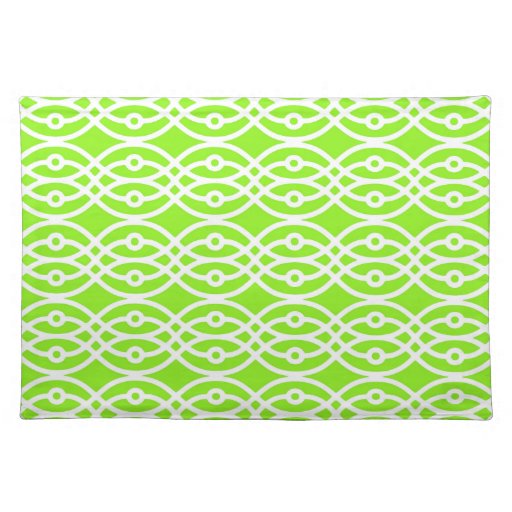 Kimono print, lime green and white placemat