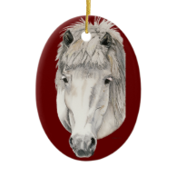 Kind Eyes - Icelandic Horse Double-Sided Oval Ceramic Christmas Ornament