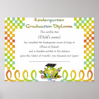 Kindergarten Diploma Poster print