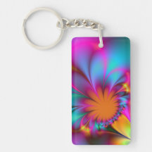 Kindergarten flower rectangle acrylic keychains