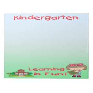 Kindergarten Girl Learning is Fun Large Note Pad