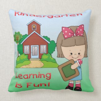 Kindergarten Girl Learning is Fun Throw Pillow