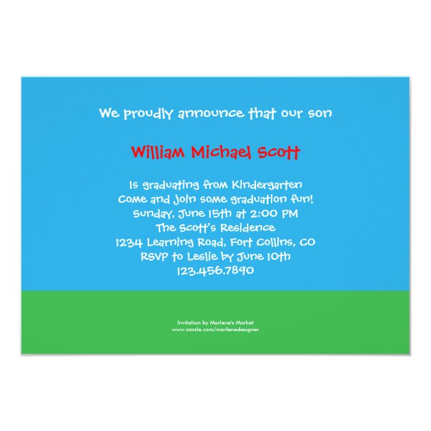 Kindergarten or Preschool Graduation Photo Invitat 5x7 Paper Invitation Card
