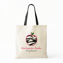 Kindergarten Teacher Bag - Zebra Print Apple