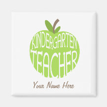 Kindergarten Teacher Magnet - Green Apple