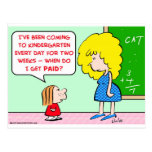 kindergarten teacher paid postcard