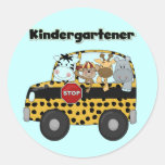 Kindergartener de los animales del parque zoológic pegatina redonda