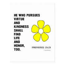 Kindness Proverbs 21:21 postcards
