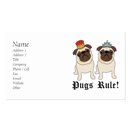 King and Queen Pug Business Cards