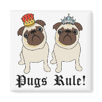 King and Queen Pug Magnets by designsbydandy King and Queen Pug Magnets