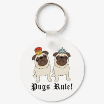 King and Queen Pugs Rule Keychains