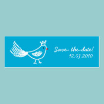 King Bird Blue Save-the-date! business cards by vanillapod King Bird Blue Save-the-date! business cards