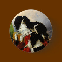 King Charles Spaniels - Dog Art - Richard Ansdell buttons