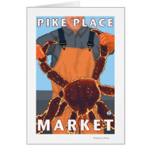 King Crab Fisherman - Pike Place Market, Seattle Cards
