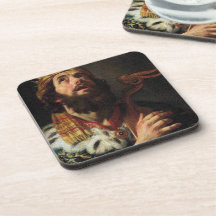 'King David Playing the Harp' Beverage Coaster