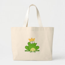 King Frog Frogs Crown Green Cute Cartoon Animal Canvas Bags