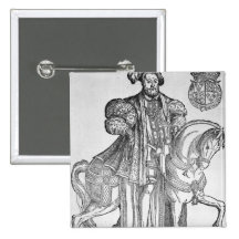 King Henry VIII on horseback Pinback Buttons