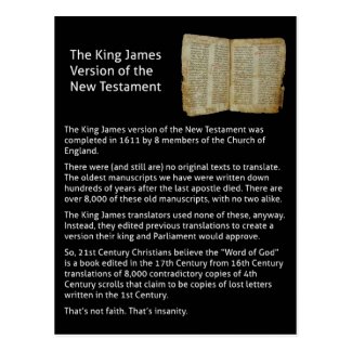 king james version of the new testament postcard