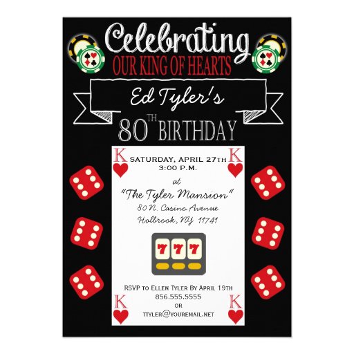 King of Hearts 80th Birthday Party Invitation (front side)