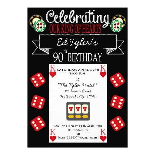 King of Hearts 90th Birthday Party Invitation (front side)