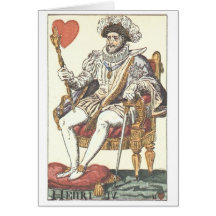 KING OF HEARTS - HENRI IV Vintage Print Playing Ca Greeting Cards