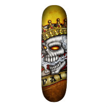 skate, skull, king, crown, head, face, rich, royalty, skelleton, evil, gothic, Skateboard with custom graphic design