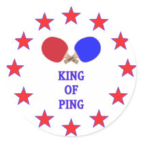 King of Ping Pong Round Stickers