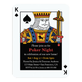King of Spades Poker Night Housewarming Party 4.25x5.5 Paper Invitation Card