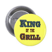 King of the Grill BBQ Cooking Slogan Button buttons