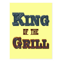 King of the Grill BBQ Cooking Slogan postcards