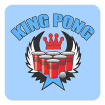 King Pong 2 - Beer Pong Square Stickers
