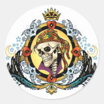 skull, skulls, skeleton, skeletons, hearts, king, crown, doves, city, urban, al rio, military, Sticker with custom graphic design