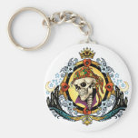 King Skull Pirate with Hearts by Al Rio Key Chain