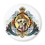 King Skull Pirate with Hearts by Al Rio Refrigerator Magnets