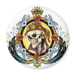 King Skull Pirate with Hearts by Al Rio Refrigerator Magnets