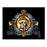 King Skull Pirate with Hearts by Al Rio Post Card