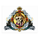 King Skull Pirate with Hearts by Al Rio Postcard
