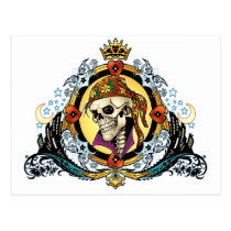 skull, skulls, skeleton, skeletons, hearts, king, crown, doves, city, urban, al rio, military, Postcard with custom graphic design