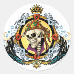 King Skull Pirate with Hearts by Al Rio Round Sticker