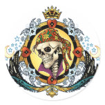 King Skull Pirate with Hearts by Al Rio Round Sticker