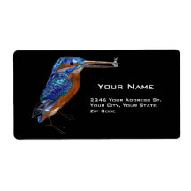 KINGFISHER , Black Blue Personalized Shipping Labels