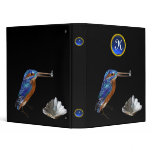 KINGFISHER MONOGRAM , Blue Sapphire, black 3 Ring Binder