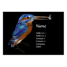 KINGFISHER  MONOGRAM , Electric Blue, Black Business Card Templates
