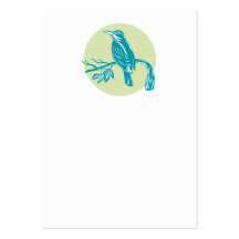 Kingfisher Perching On Branch Woodcut Business Card