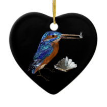 KINGFISHER ,SEASHELLS BLUE SAPPHIRE HEART MONOGRAM CHRISTMAS TREE ORNAMENTS