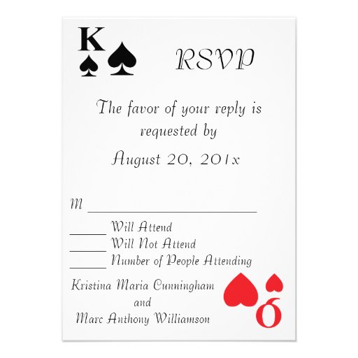 Kings and Queens Playing Card RSVP Announcement