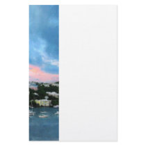 King's Wharf Bermuda Harbor Sunrise Stationery Design